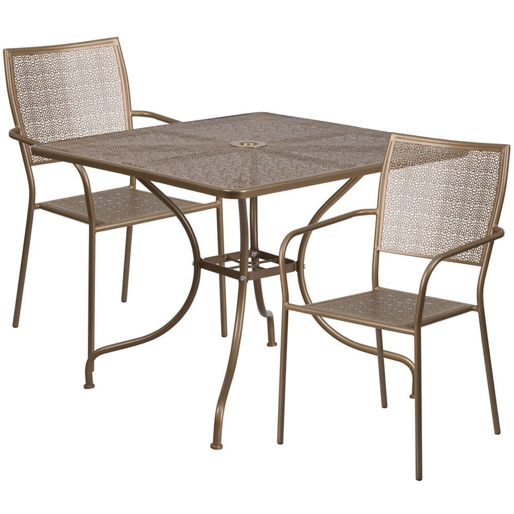 Bistro table set CUB CO 35SQ 02CHR2 GD GG FLA