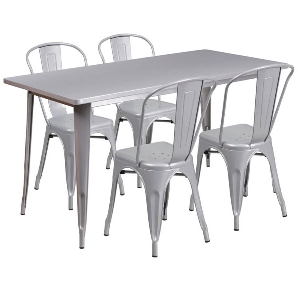 Bistro table set CUB ET CT005 4 30 SIL GG FLA