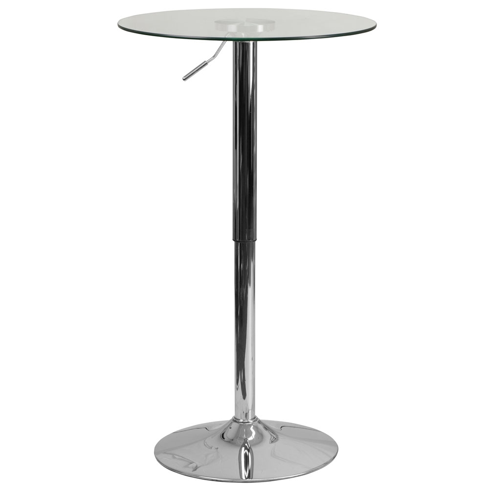 Cafe table and chairs height adjustable glasstop