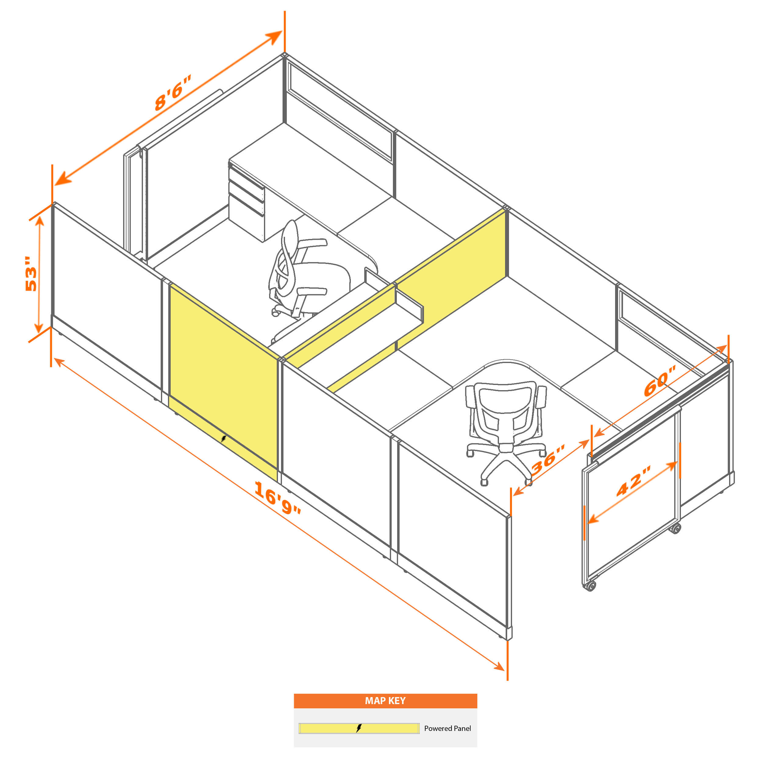 Cubicle with door 88