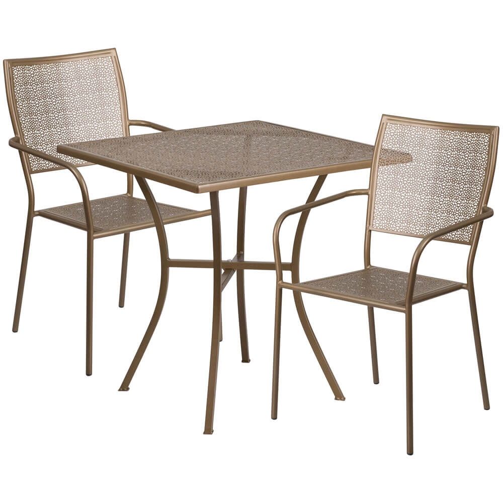 Bistro table set CUB CO 28SQ 02CHR2 GD GG FLA