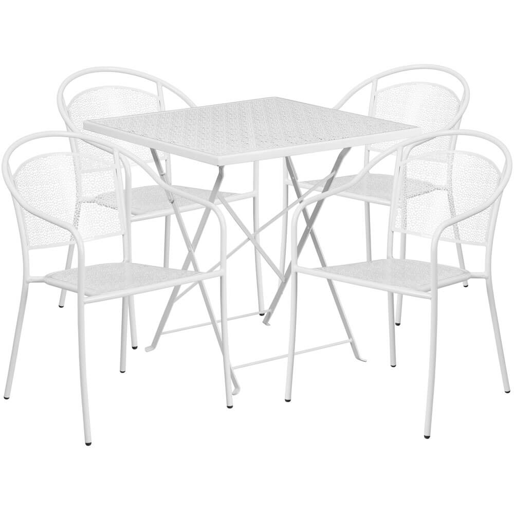 Bistro table set CUB CO 28SQF 03CHR4 WH GG FLA