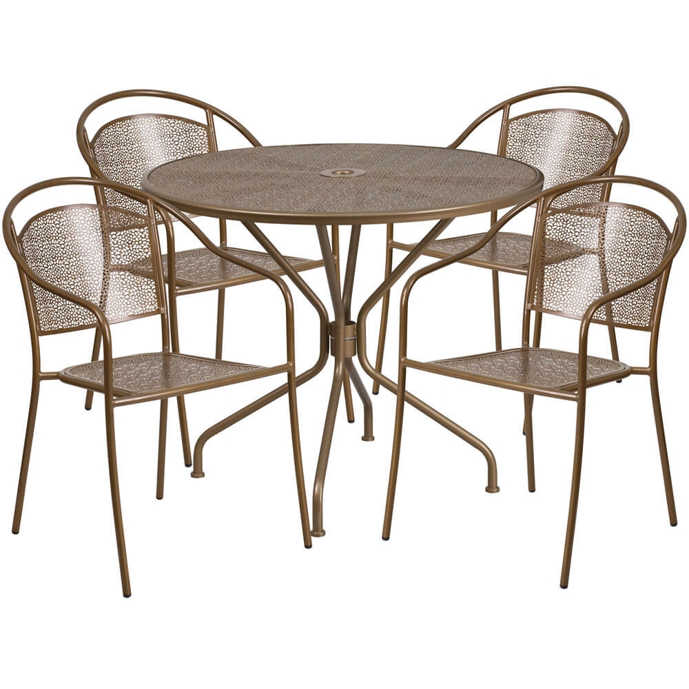 Bistro table set CUB CO 35RD 03CHR4 GD GG FLA