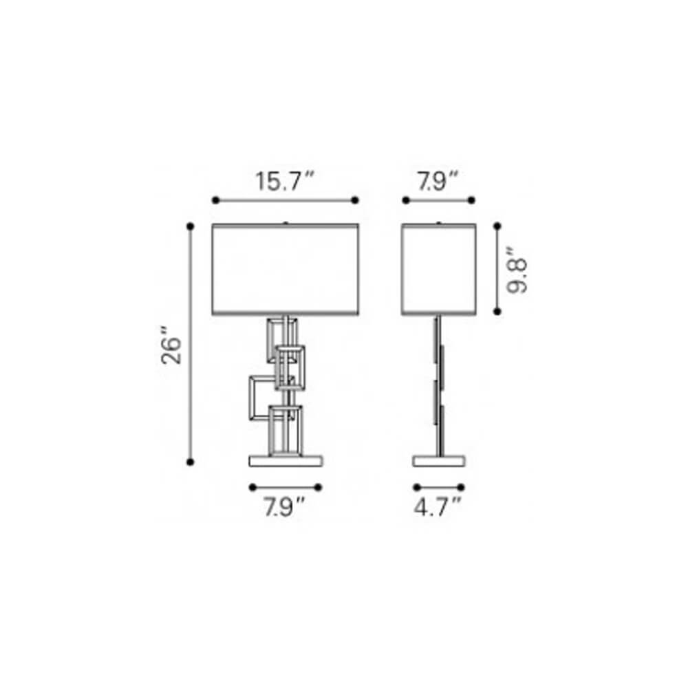 Contemporary lamp shade dimensions view