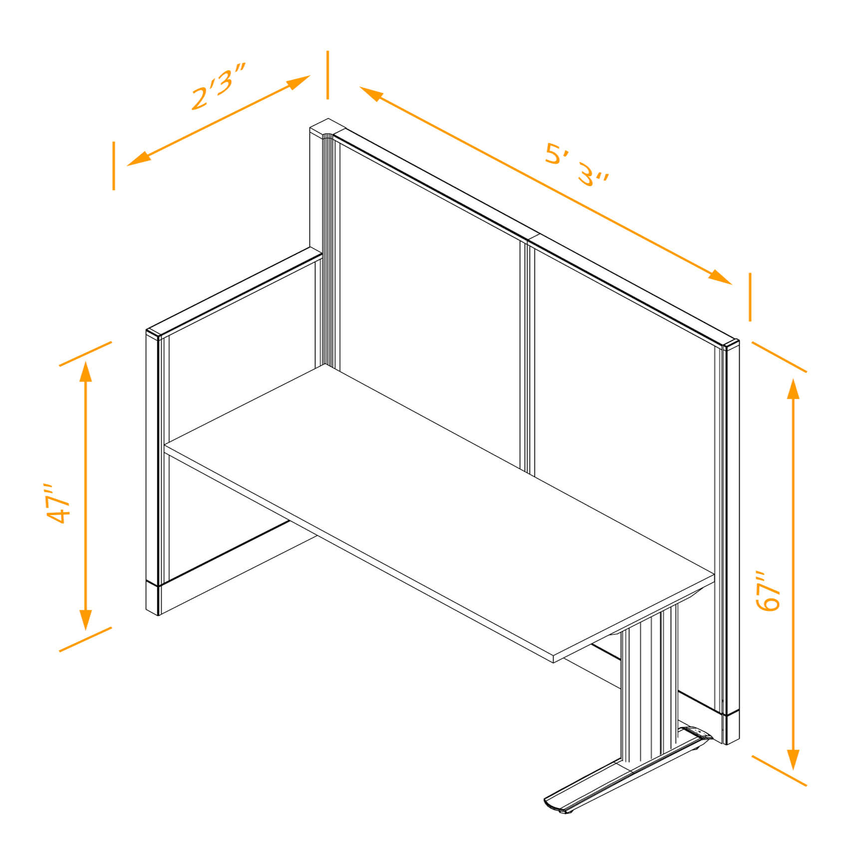 Straight workstation non powered dimensions