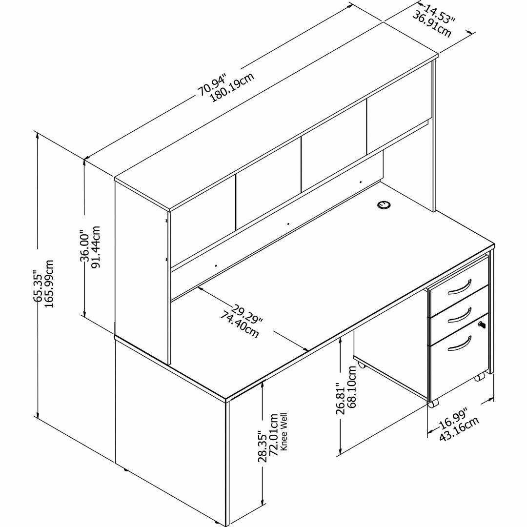 Besto office desk with hutch 71w x 29d measures