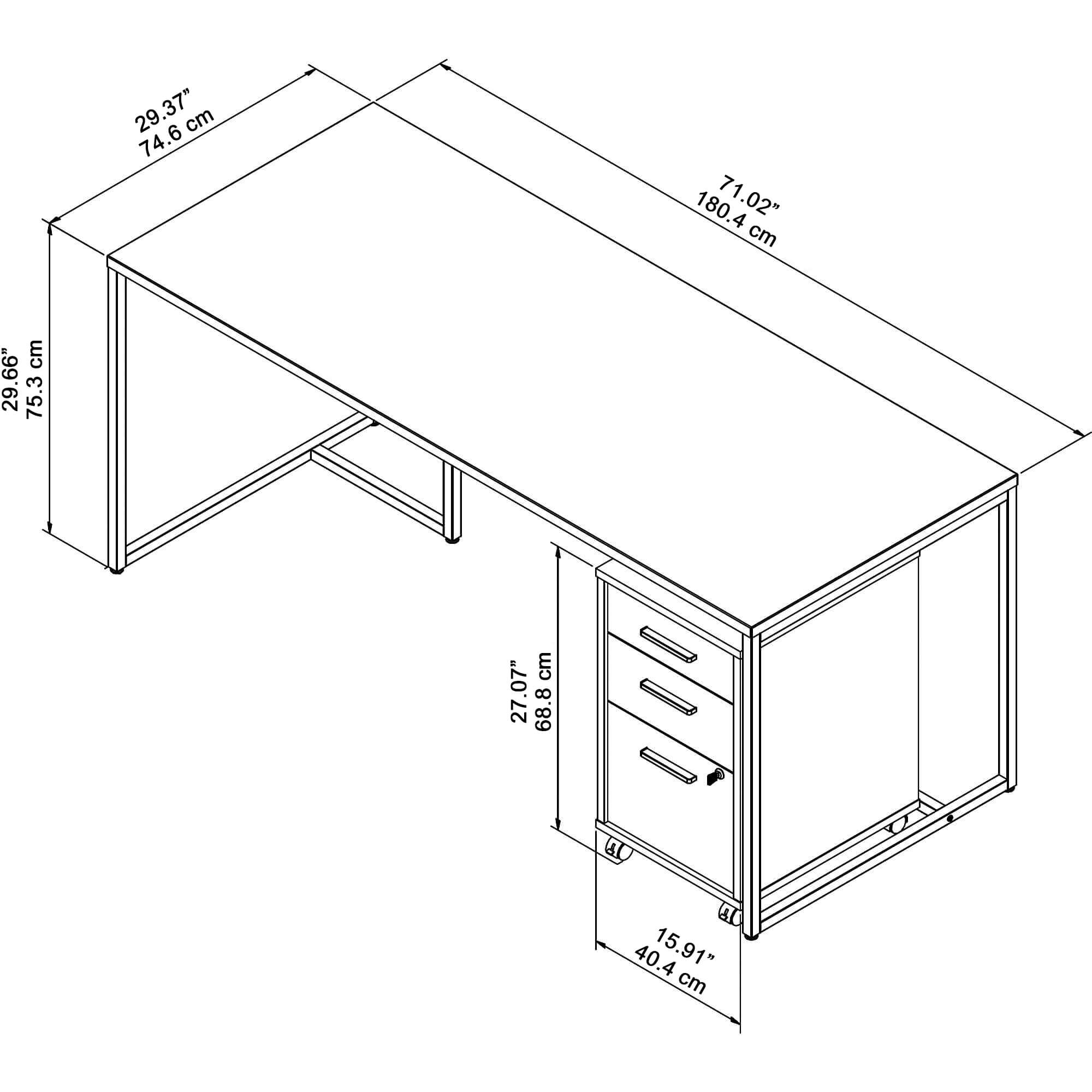 Harmony straight front desk 71w x 30d dimensions