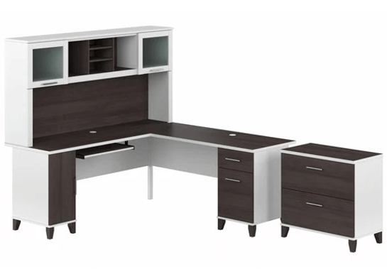 L shaped computer desk with traditional file cabinet 72 w highlight storm gray white 2 L shaped computer desk with traditional file cabinet 72 w highlight storm gray white 2