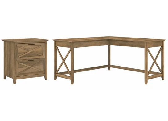 L shaped desk and file cabinet highlight reclaimed pine