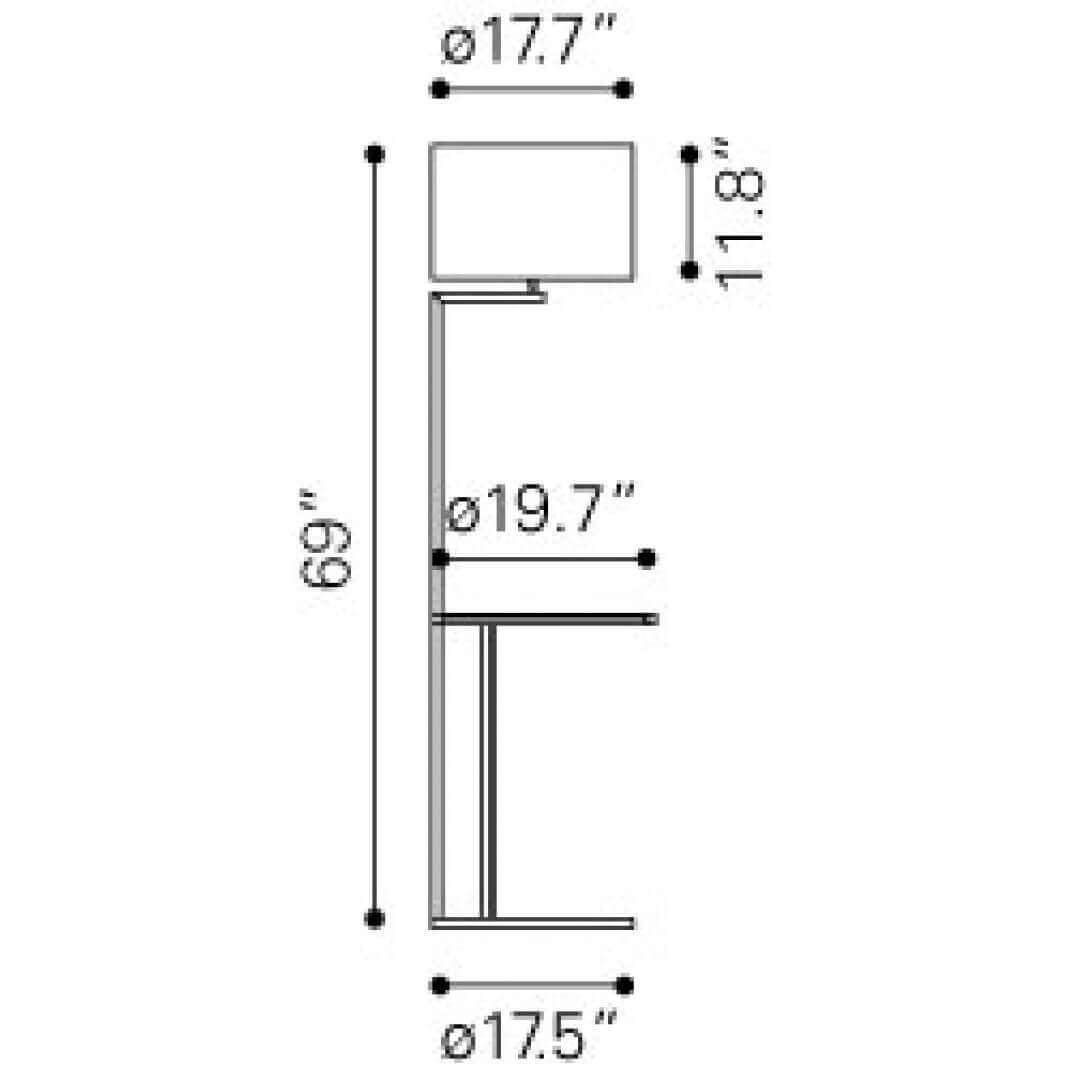 Shelf floor lamp dimensions view